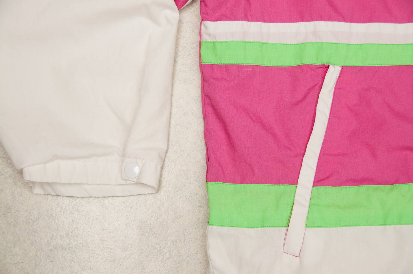 Vintage pinkki-lime-valkoinen välikausitakki (M)