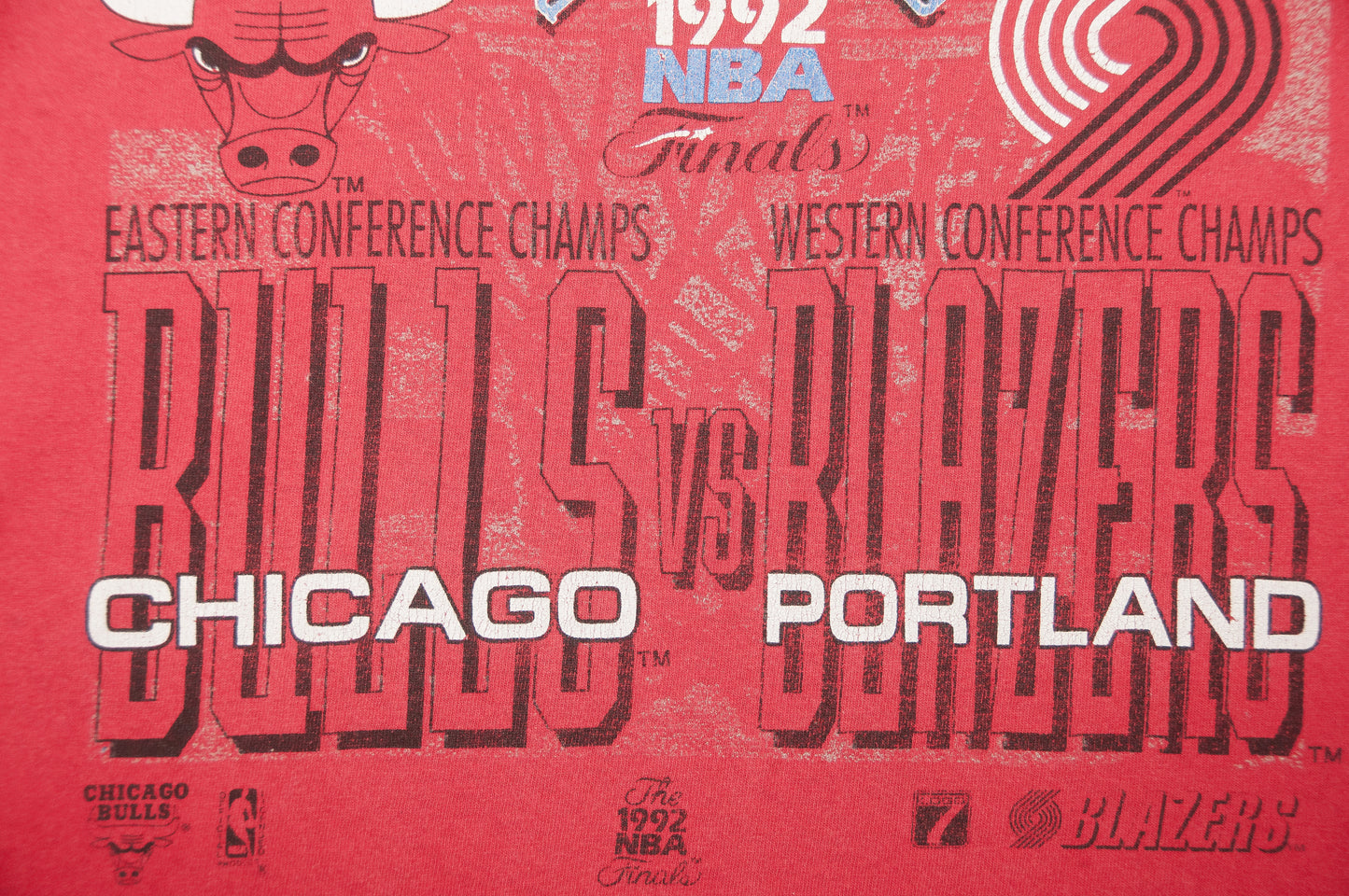 Vintage NBA Chicago Bulls vs Portland Blazers t-paita 90-luvulta (M)