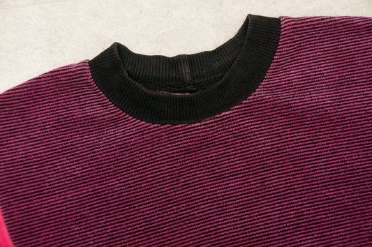 Vintage pinkkimusta samettipaita 80-luvulta (L)