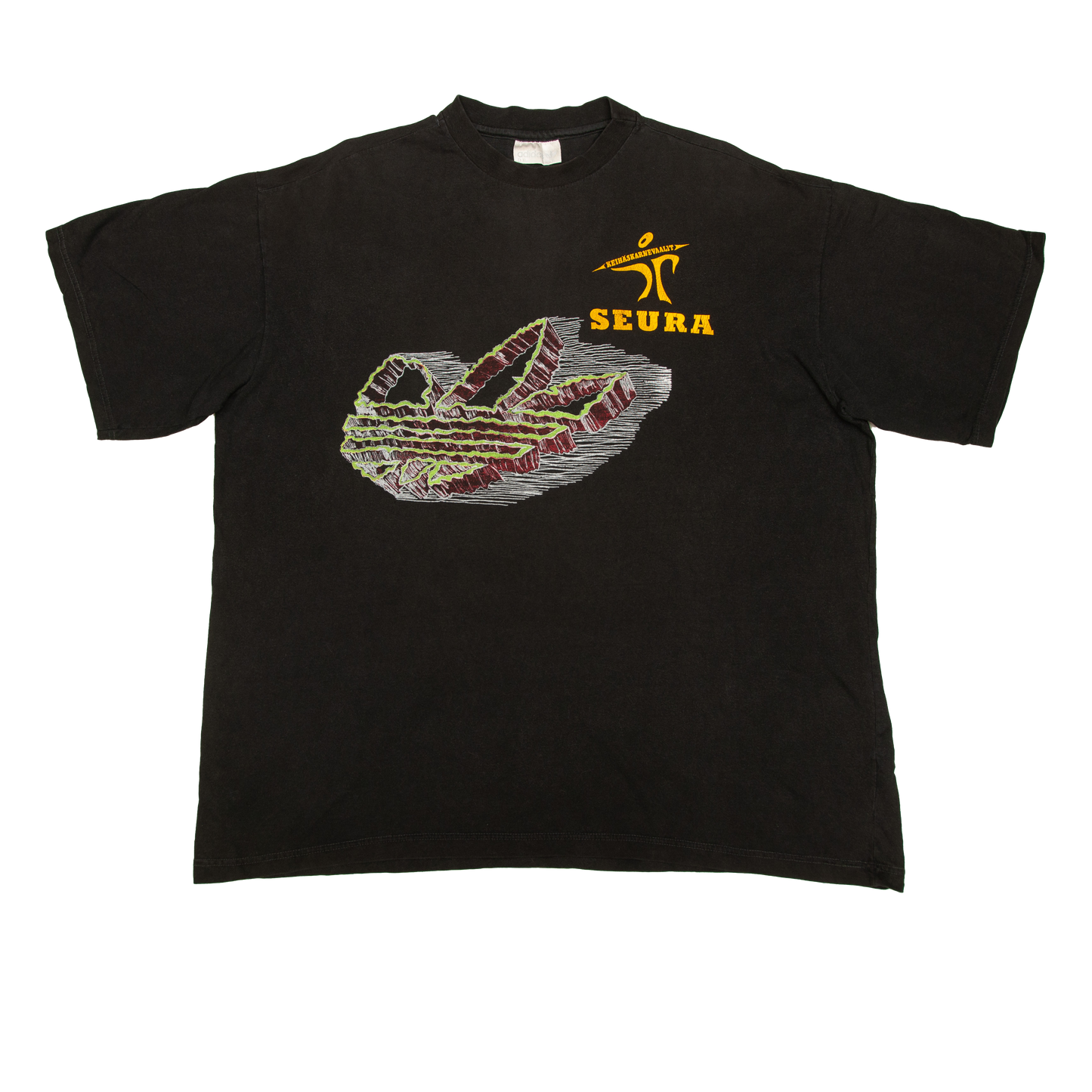 Vintage Adidas Keihäskarnevaalit x Seura t-paita 80-luvulta (XL)