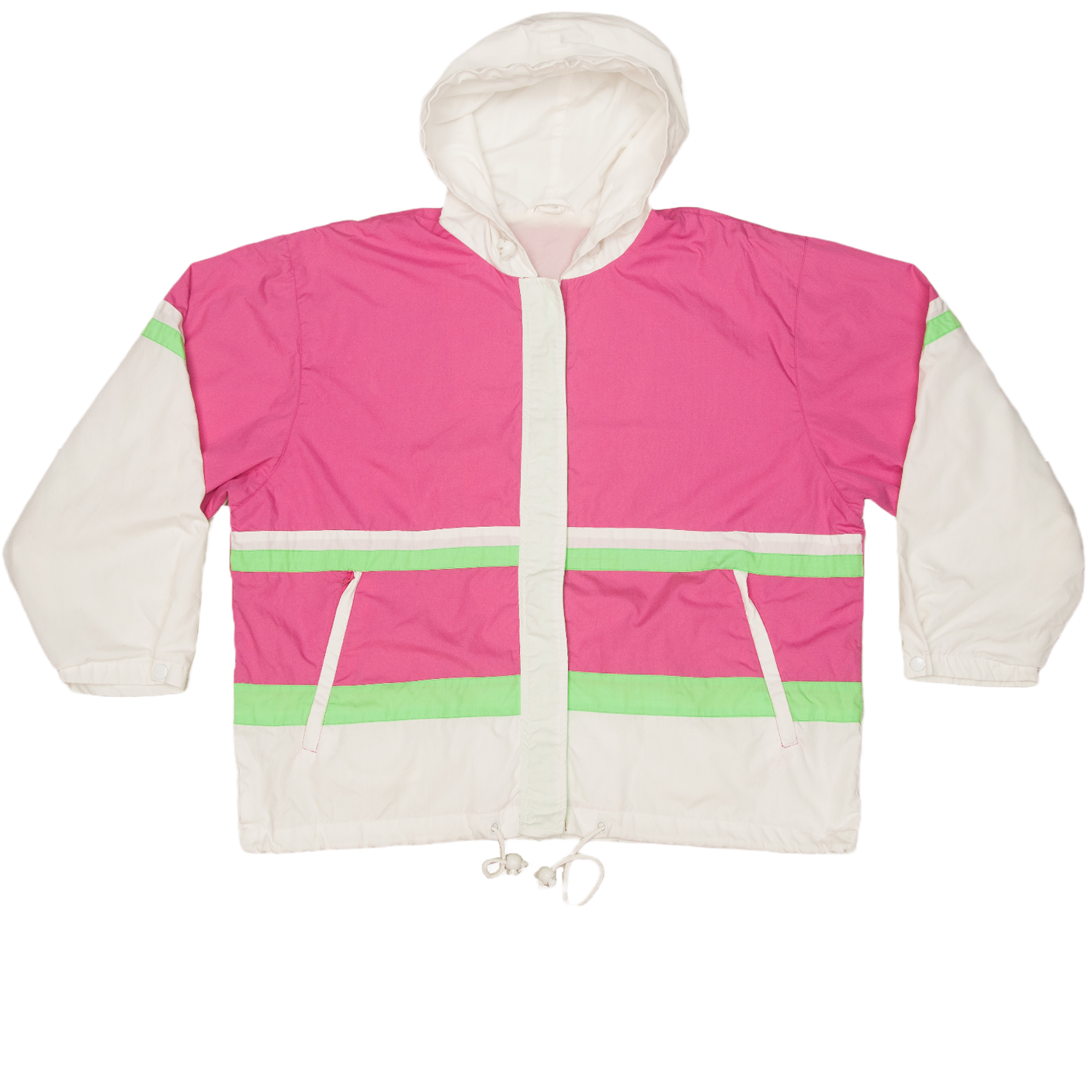 Vintage pinkki-lime-valkoinen välikausitakki (M)