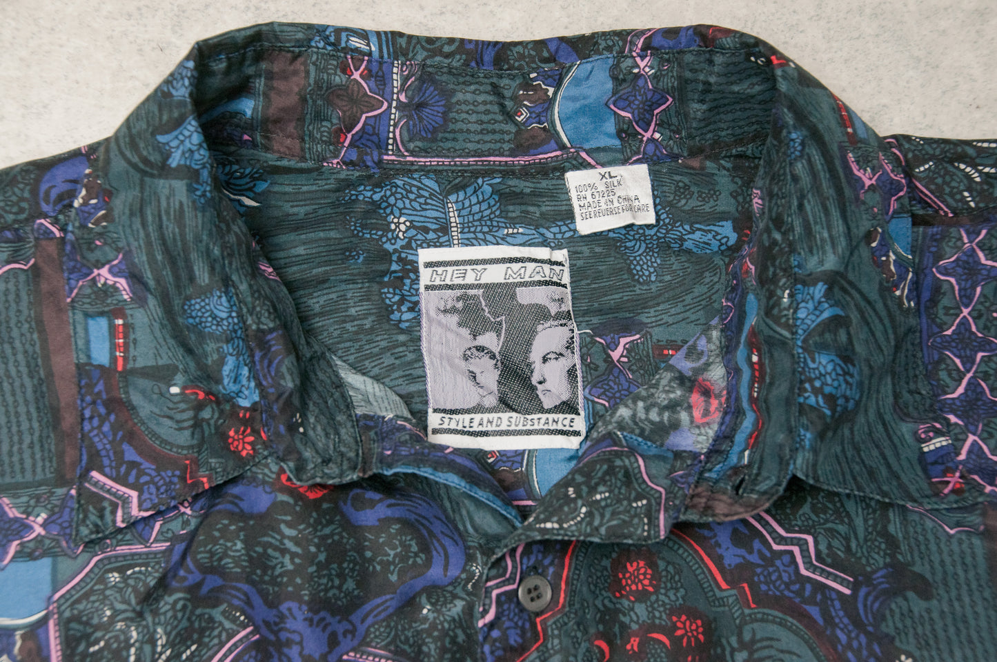 Vintage Hey Man silkkipaita 80-luvulta (XL)