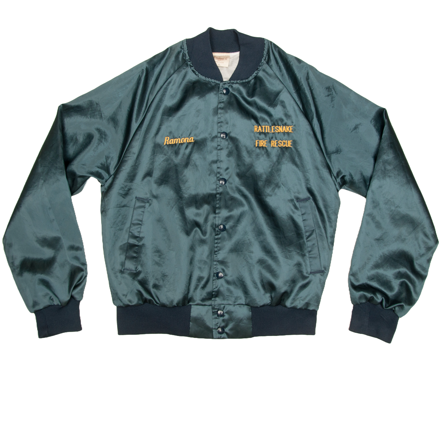 Vintage Auburn Sportswear x Rattlesnake Fire Rescue satiinitakki 80-luvulta (S)