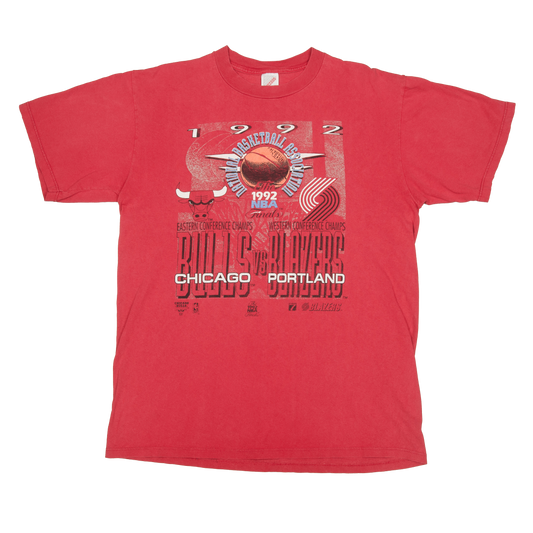 Vintage NBA Chicago Bulls vs Portland Blazers t-paita 90-luvulta (M)